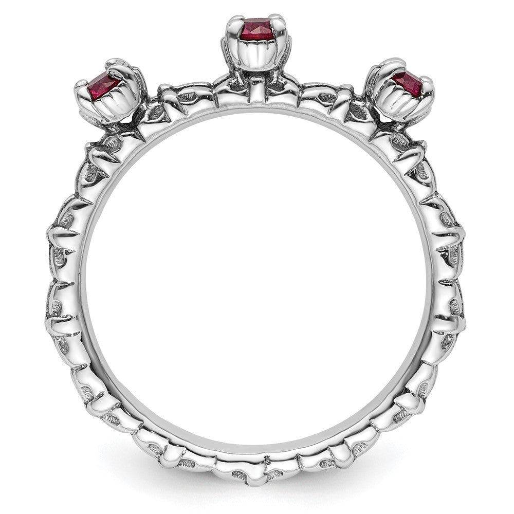 Sterling Silver Stackable Expressions Created Ruby Three Stone Ring