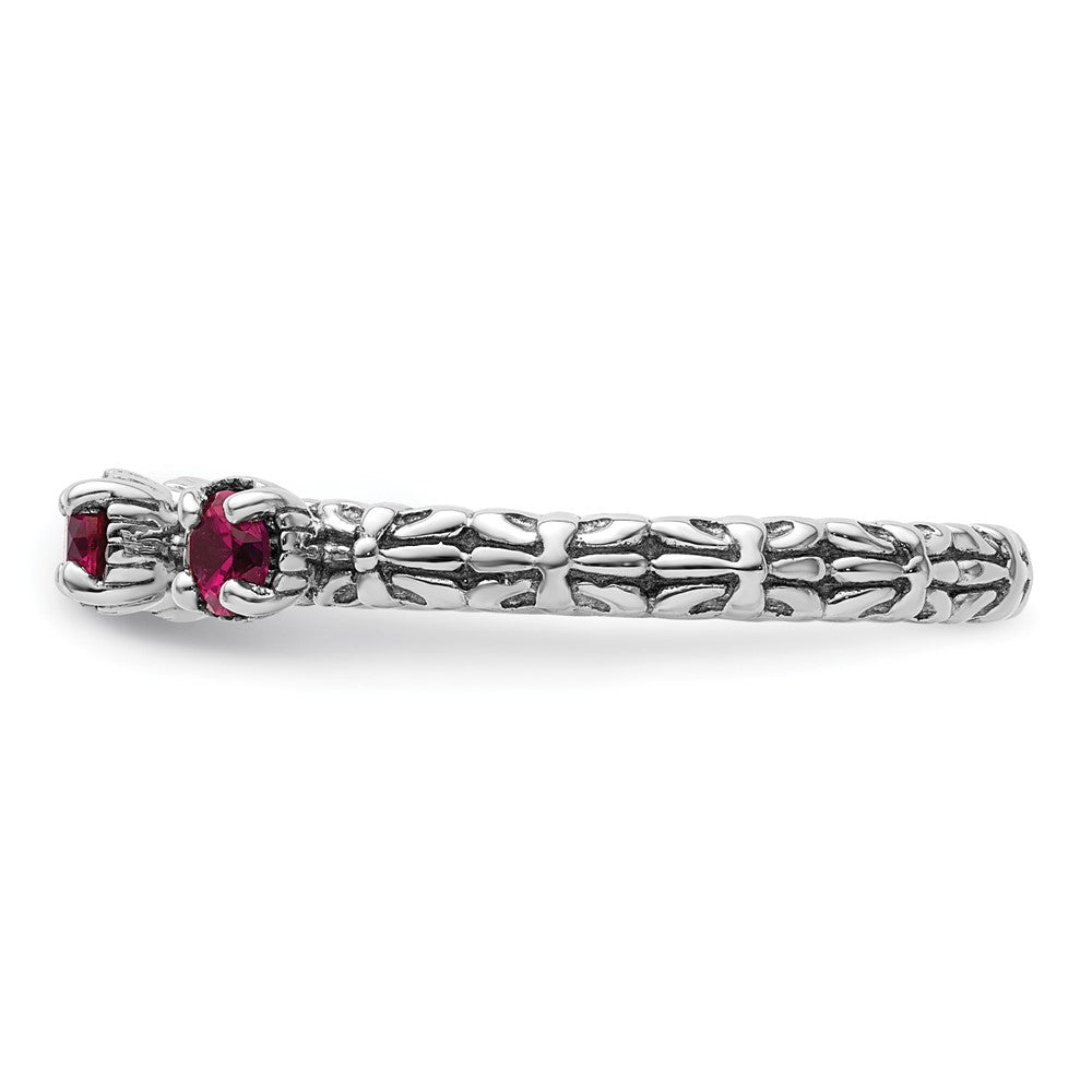 Sterling Silver Stackable Expressions Created Ruby Three Stone Ring