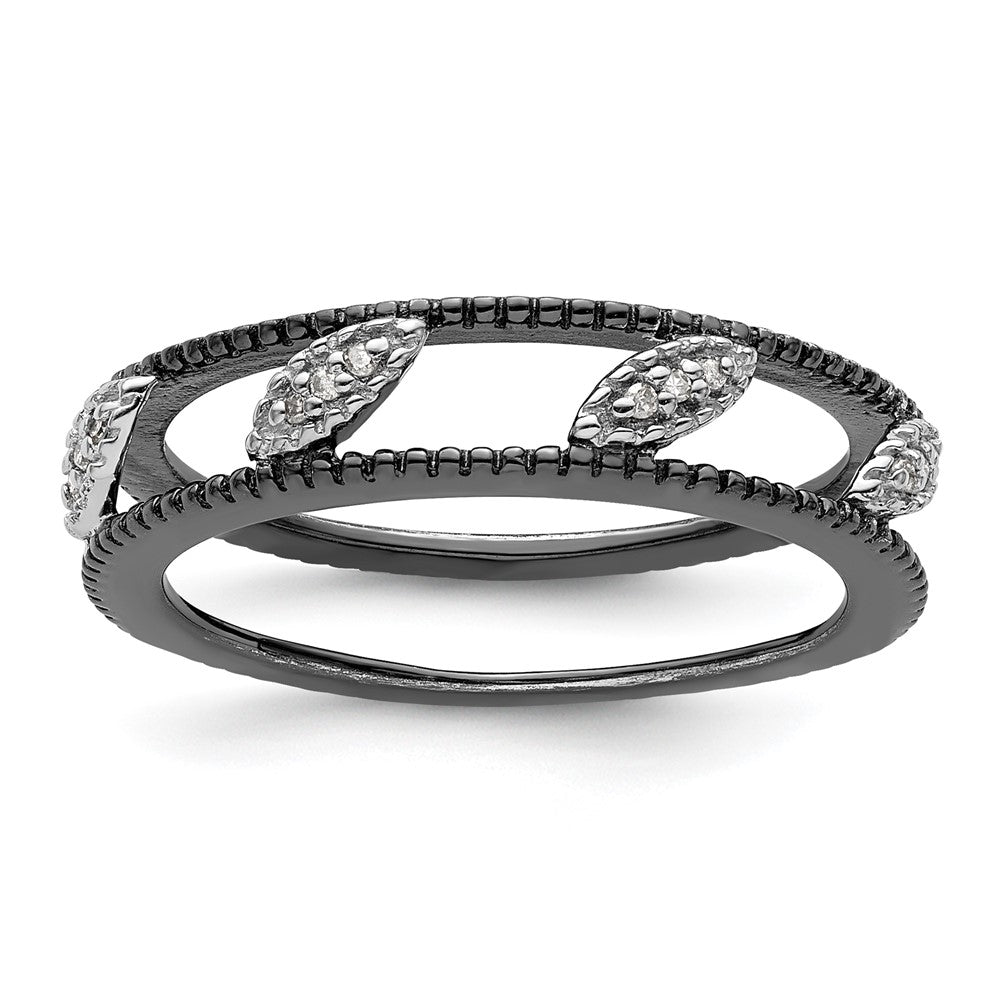 Sterling Silver Stackable Expressions Ruthenium-plated Diamond Jacket Ring