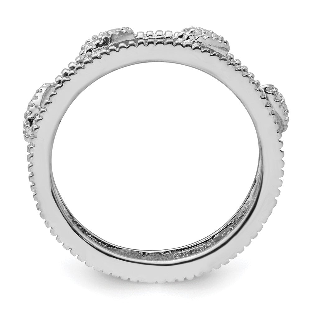 Sterling Silver Stackable Expressions Rhodium-plated Diamond Jacket Ring