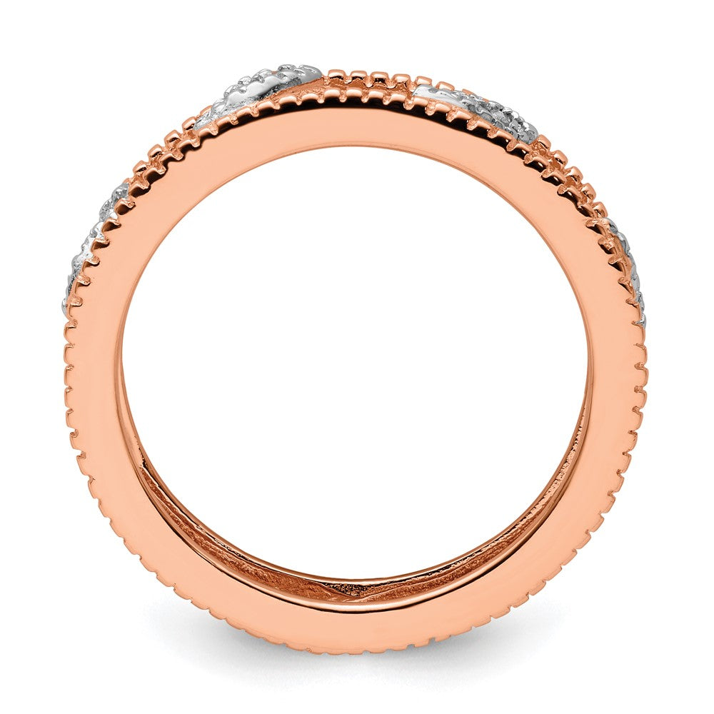 Sterling Silver Stackable Expressions Rose Gold-plated Diamond Jacket Ring