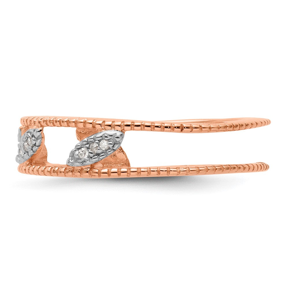 Sterling Silver Stackable Expressions Rose Gold-plated Diamond Jacket Ring