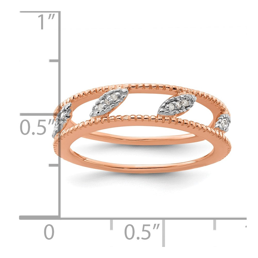 Sterling Silver Stackable Expressions Rose Gold-plated Diamond Jacket Ring