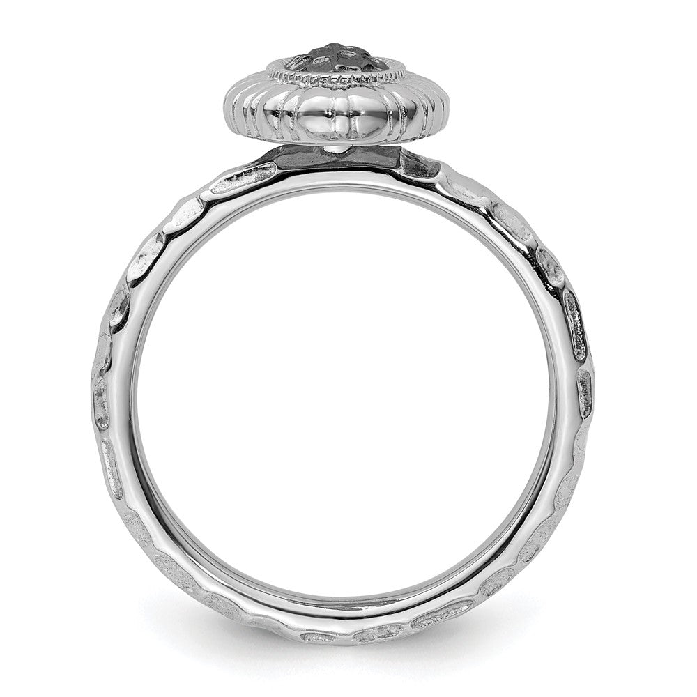 Sterling Silver Stackable Expressions Ruthenium-plated Oval Ring