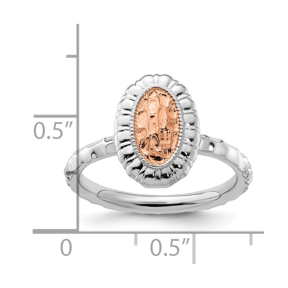 Sterling Silver Stackable Expressions Rose Gold-plated Oval Ring