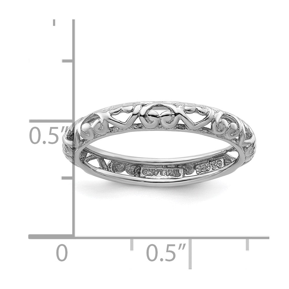 Sterling Silver Stackable Expressions Rhodium Carved Ring