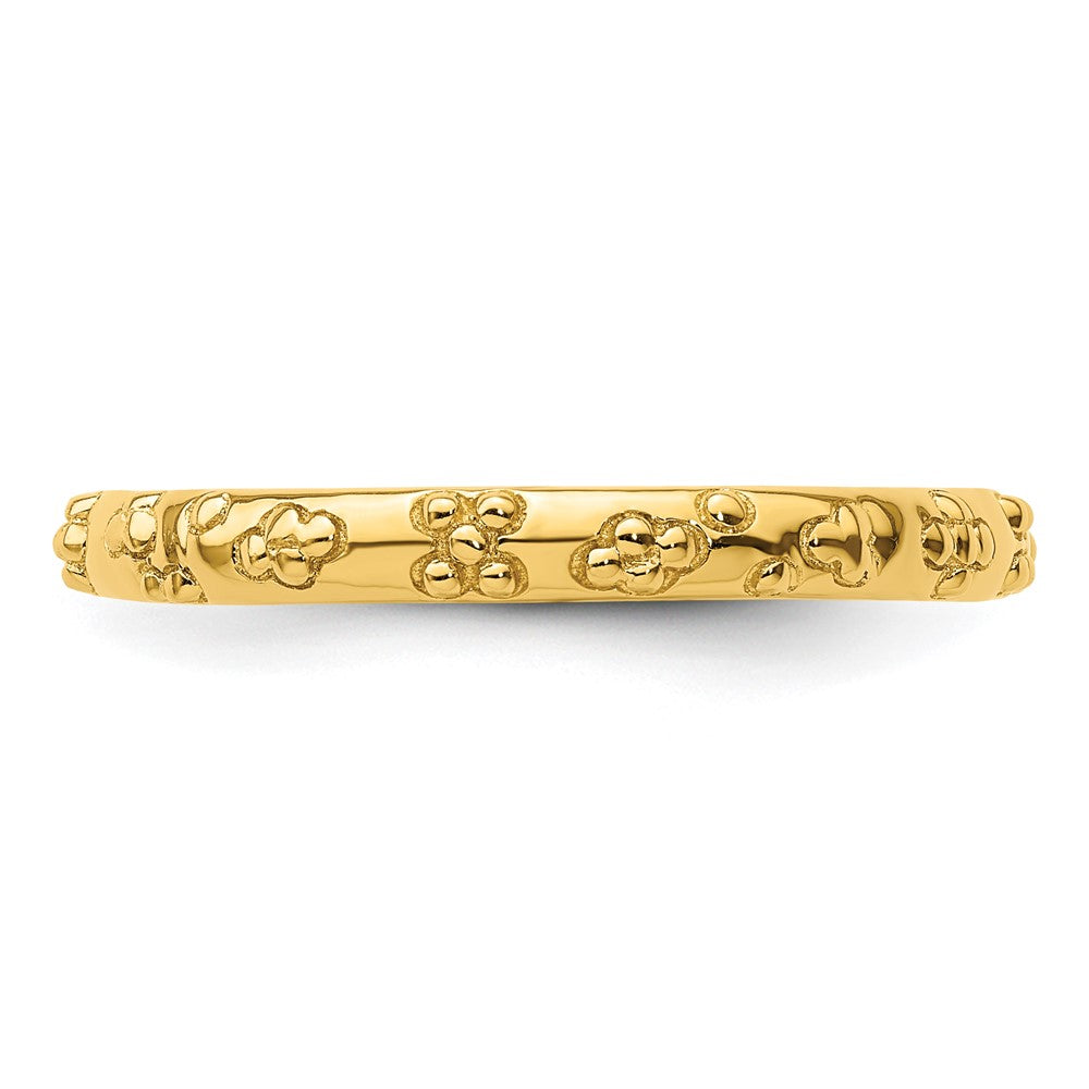 Sterling Silver Stackable Expressions Gold-plated Textured Ring