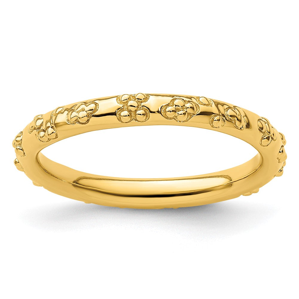 Sterling Silver Stackable Expressions Gold-plated Textured Ring