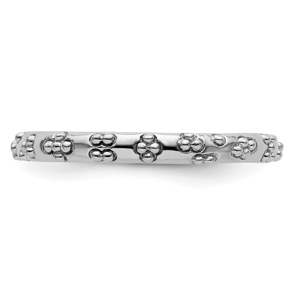 Sterling Silver Stackable Expressions Rhodium Textured Ring