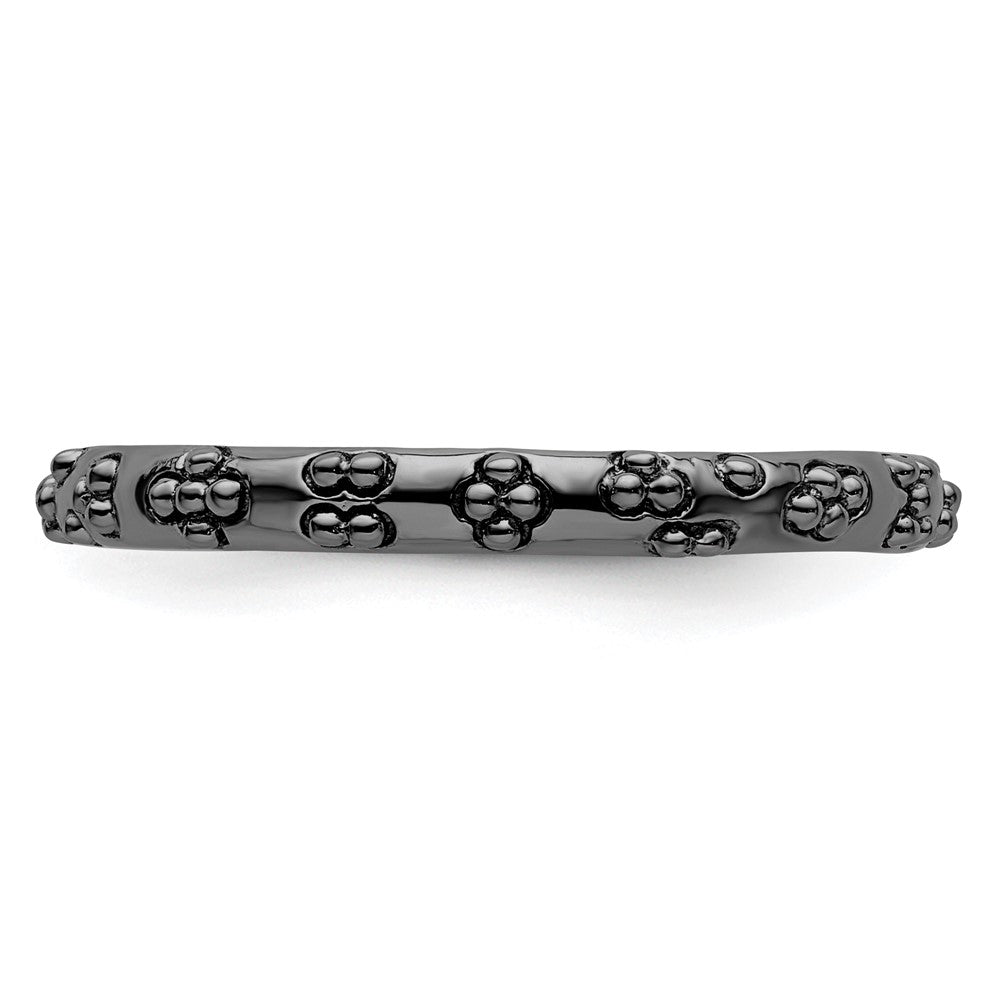 Sterling Silver Stackable Expressions Black-plated Textured Ring