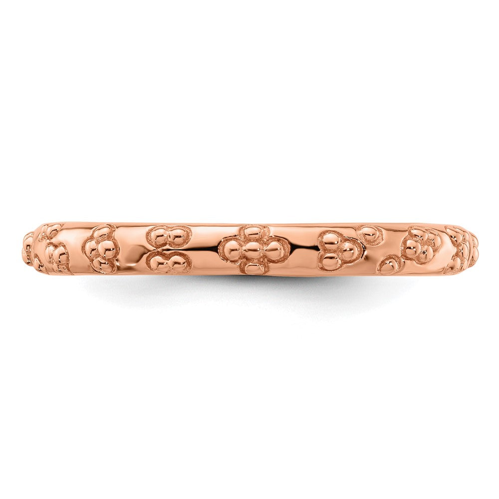 Sterling Silver Stackable Expressions Pink-plated Textured Ring