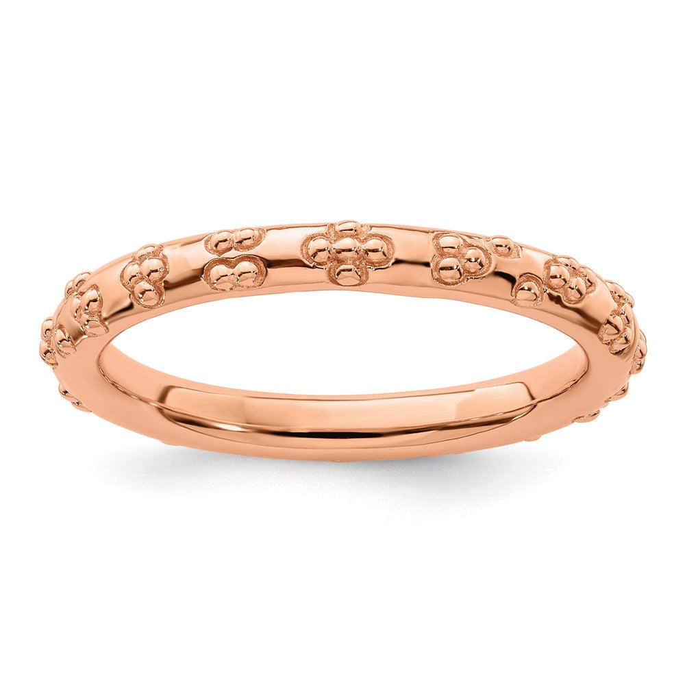 Sterling Silver Stackable Expressions Pink-plated Textured Ring