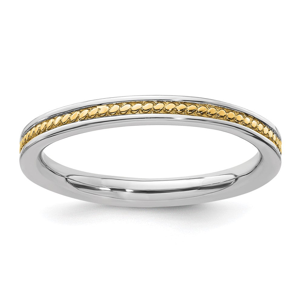 Sterling Silver Stackable Expressions Gold-plated Channeled Ring