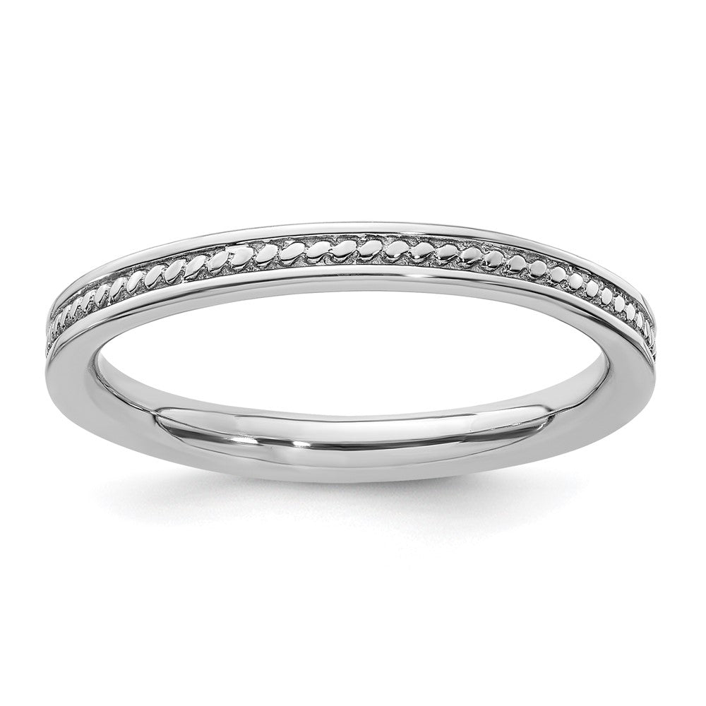 Sterling Silver Stackable Expressions Rhodium Channeled Ring