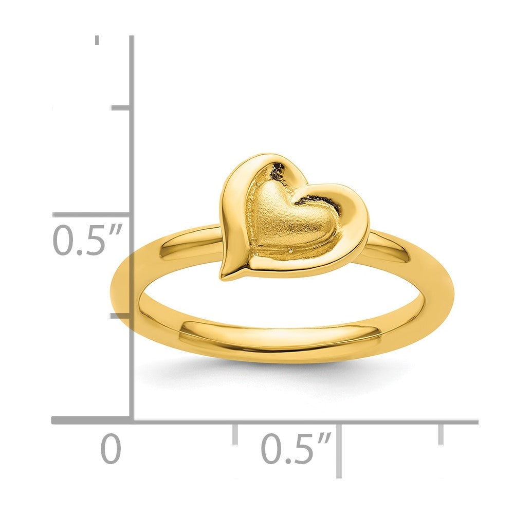 Sterling Silver Stackable Expressions Gold-plated Heart Ring