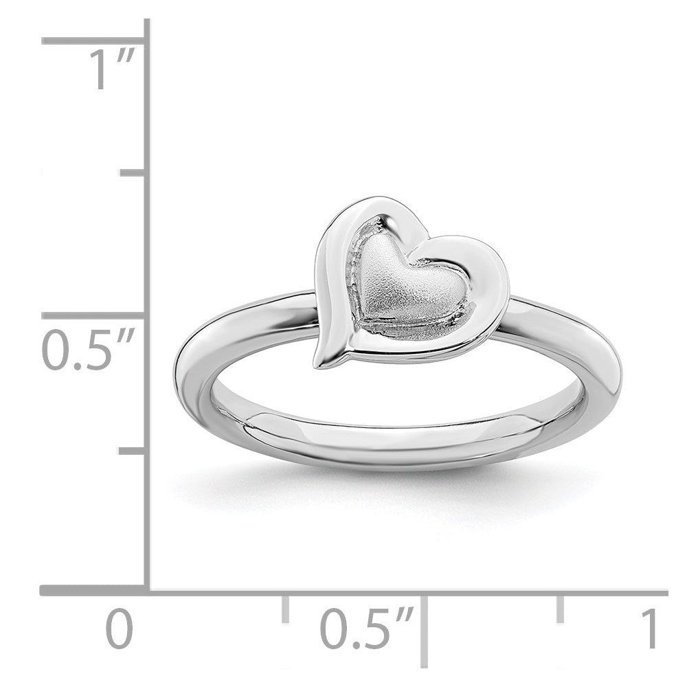 Sterling Silver Stackable Expressions Rhodium Heart Ring