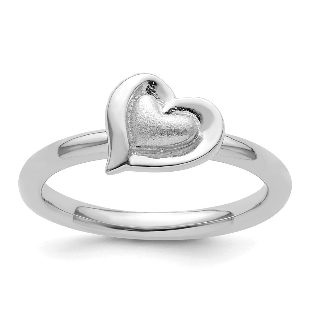 Sterling Silver Stackable Expressions Rhodium Heart Ring