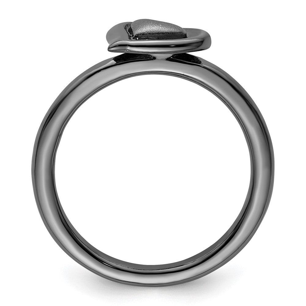 Sterling Silver Stackable Expressions Black-plated Heart Ring