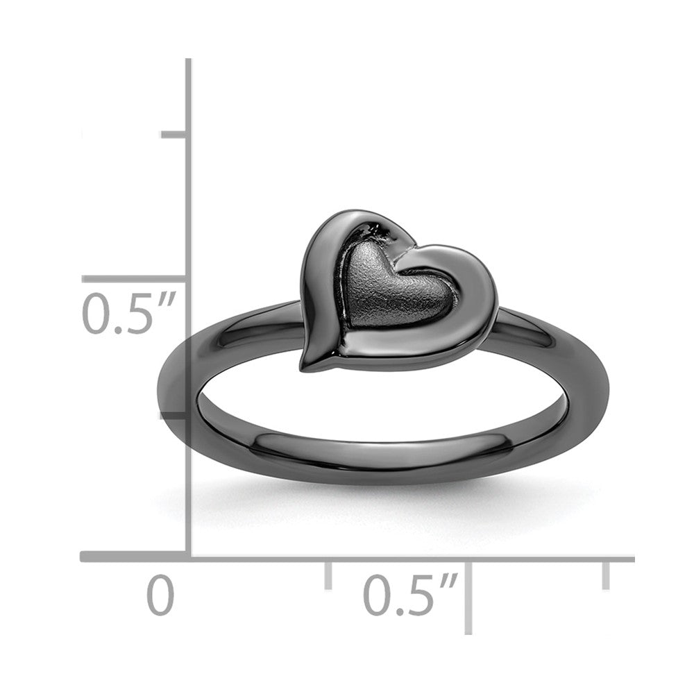 Sterling Silver Stackable Expressions Black-plated Heart Ring