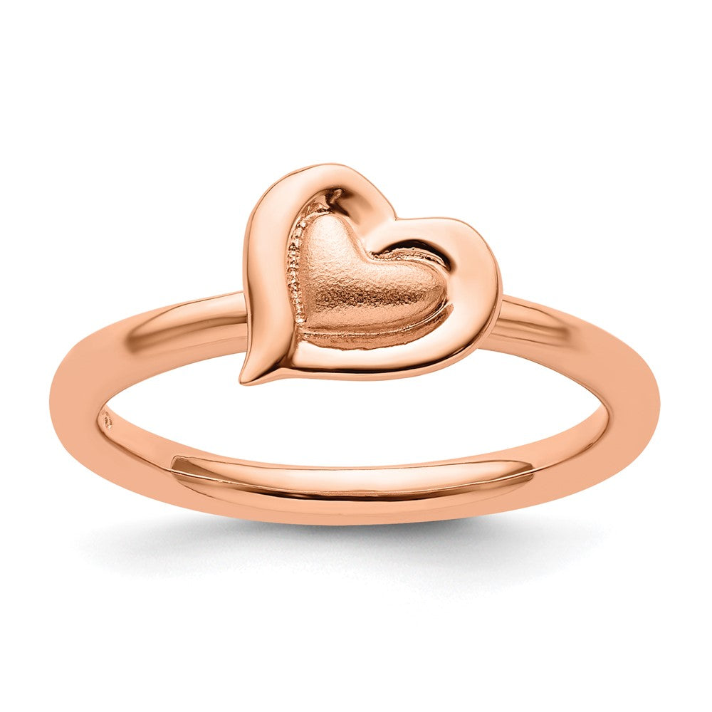 Sterling Silver Stackable Expressions Pink-plated Heart Ring