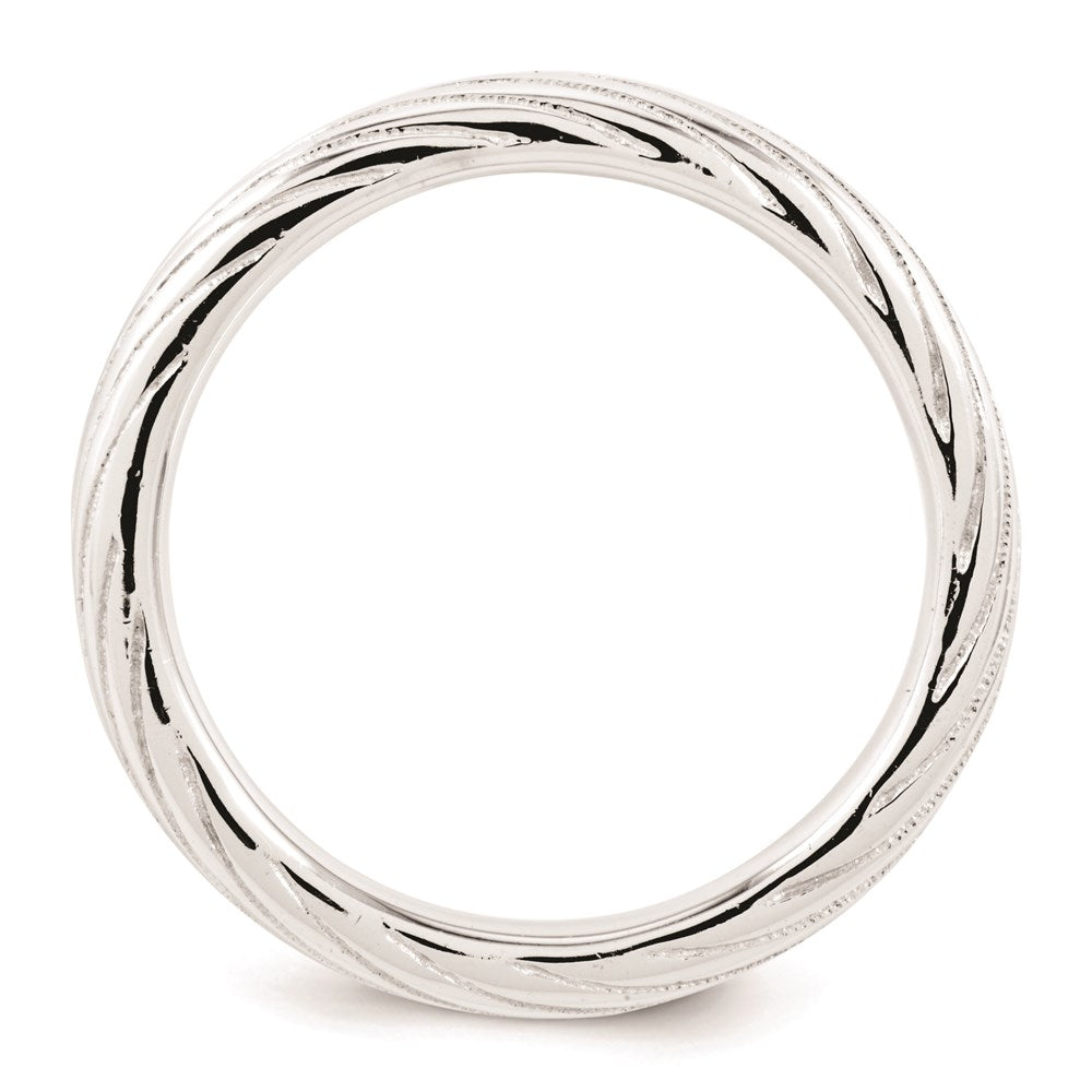 Sterling Silver Stackable Expressions Rhodium Textured Ring