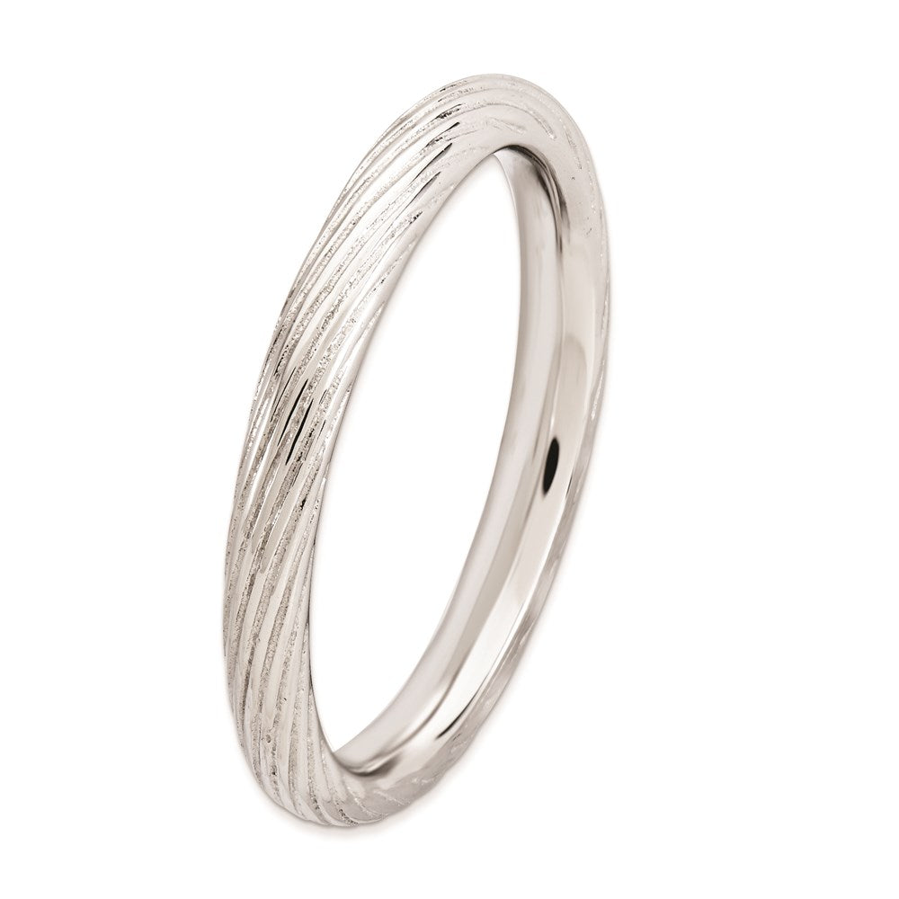 Sterling Silver Stackable Expressions Rhodium Textured Ring