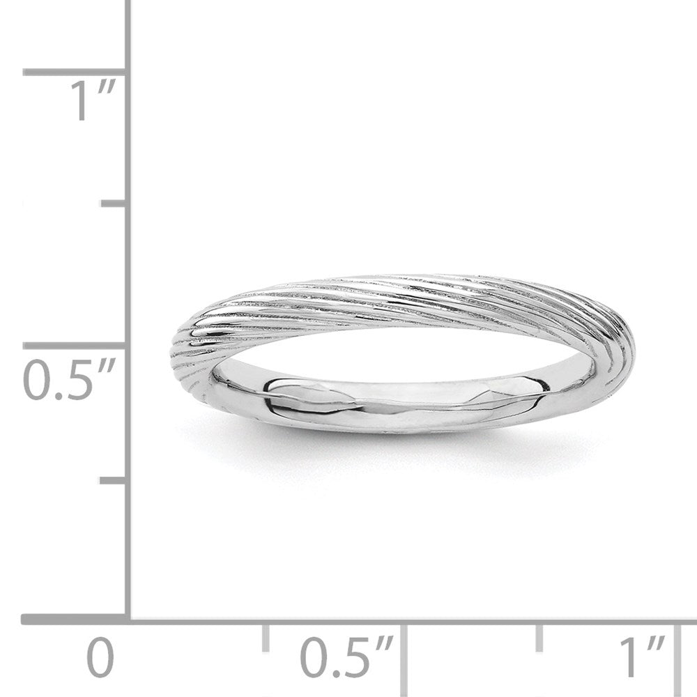 Sterling Silver Stackable Expressions Rhodium Textured Ring