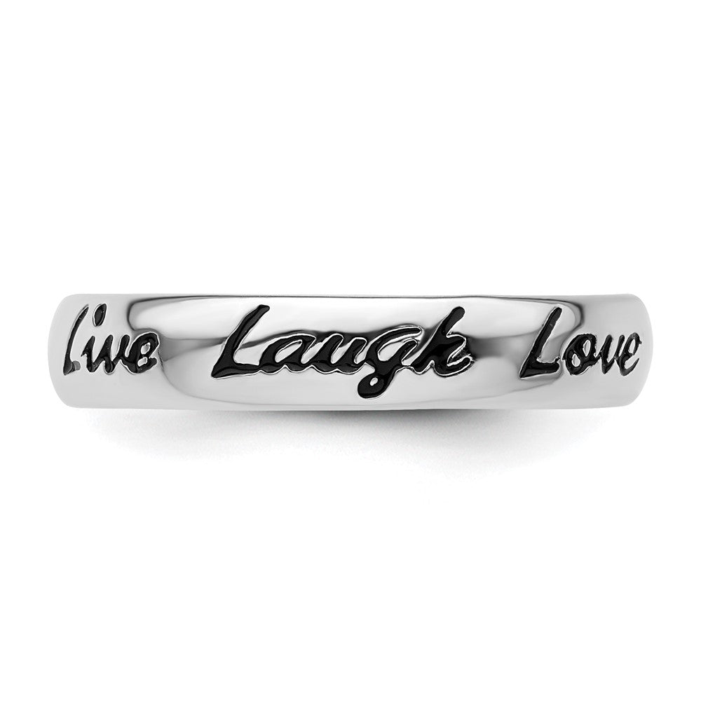 Sterling Silver Stackable Expressions Enamel Live Laugh Love Ring