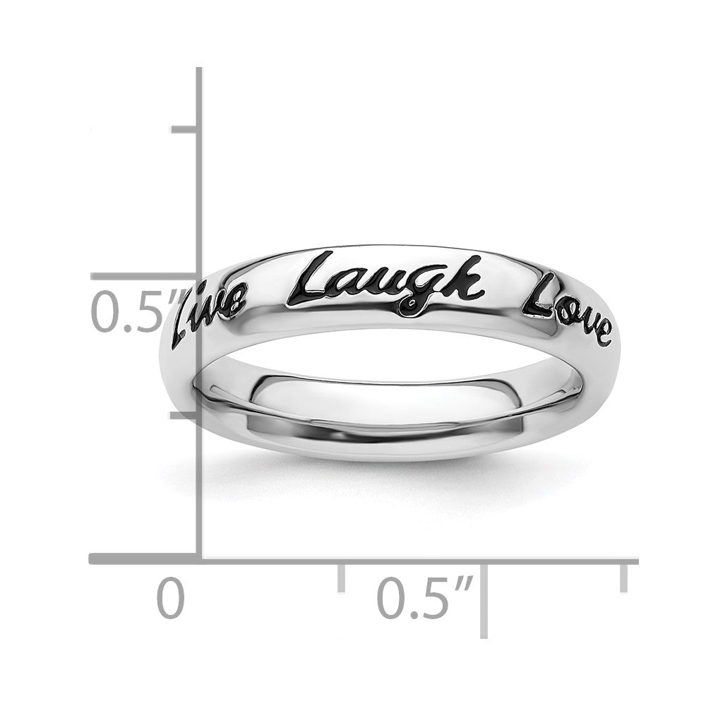 Sterling Silver Stackable Expressions Enamel Live Laugh Love Ring