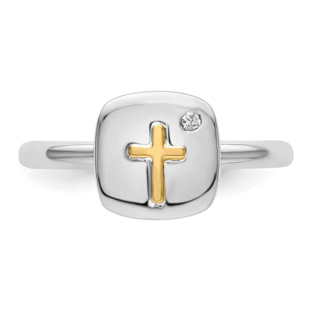 Sterling Silver & 14k Cross Stackable Expressions Diamond Ring