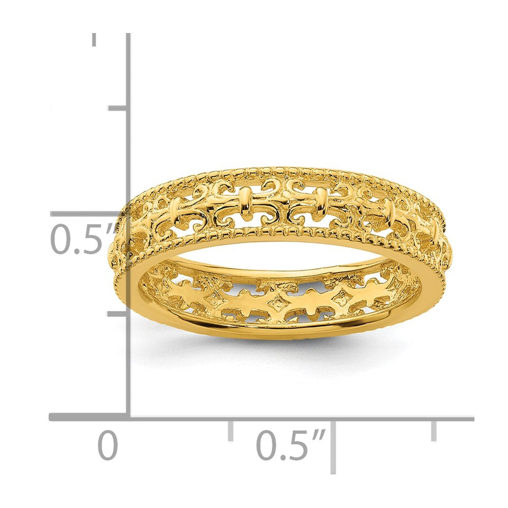 Sterling Silver Stackable Expressions Gold-plated Carved Band