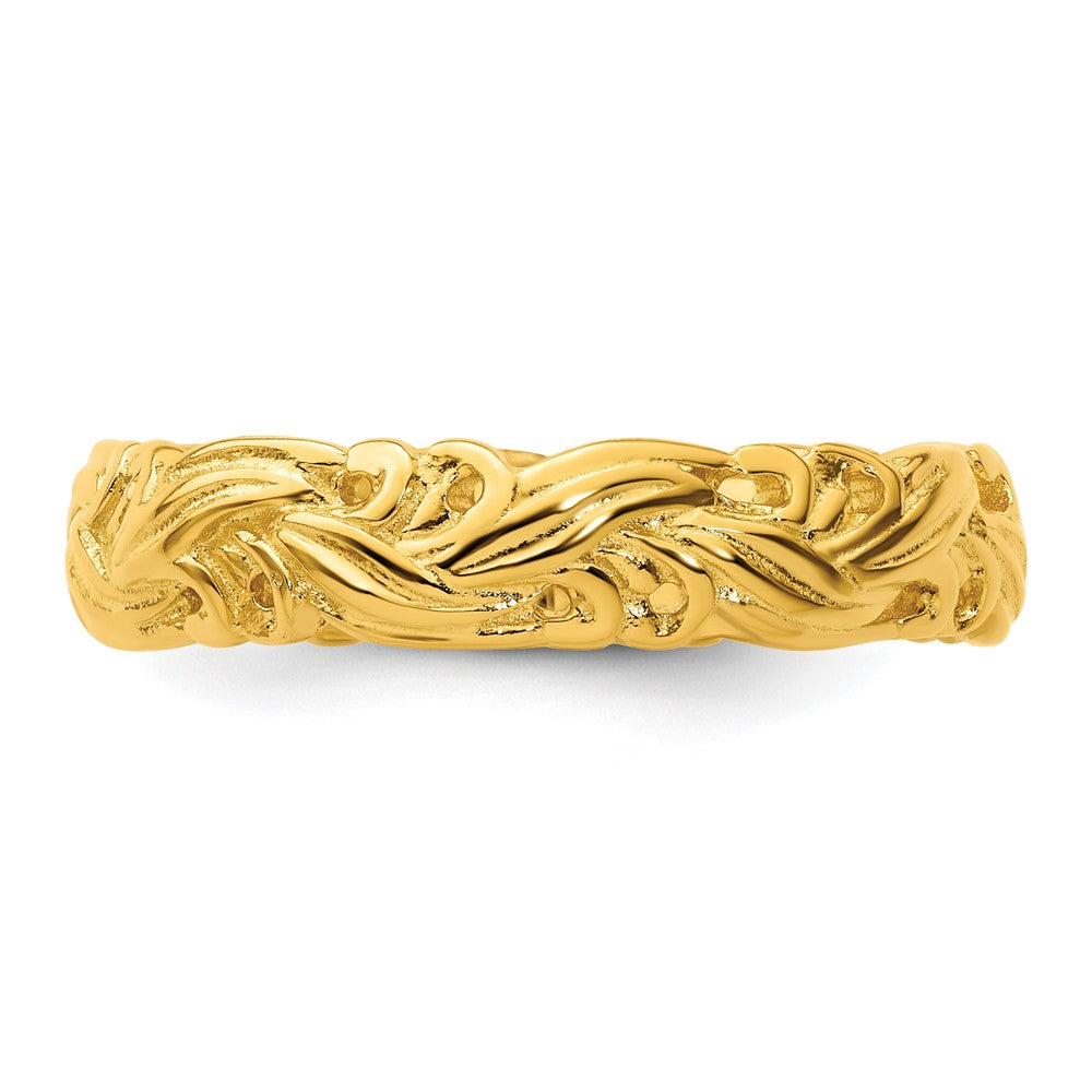 Sterling Silver Stackable Expressions Gold-plated Carved Band