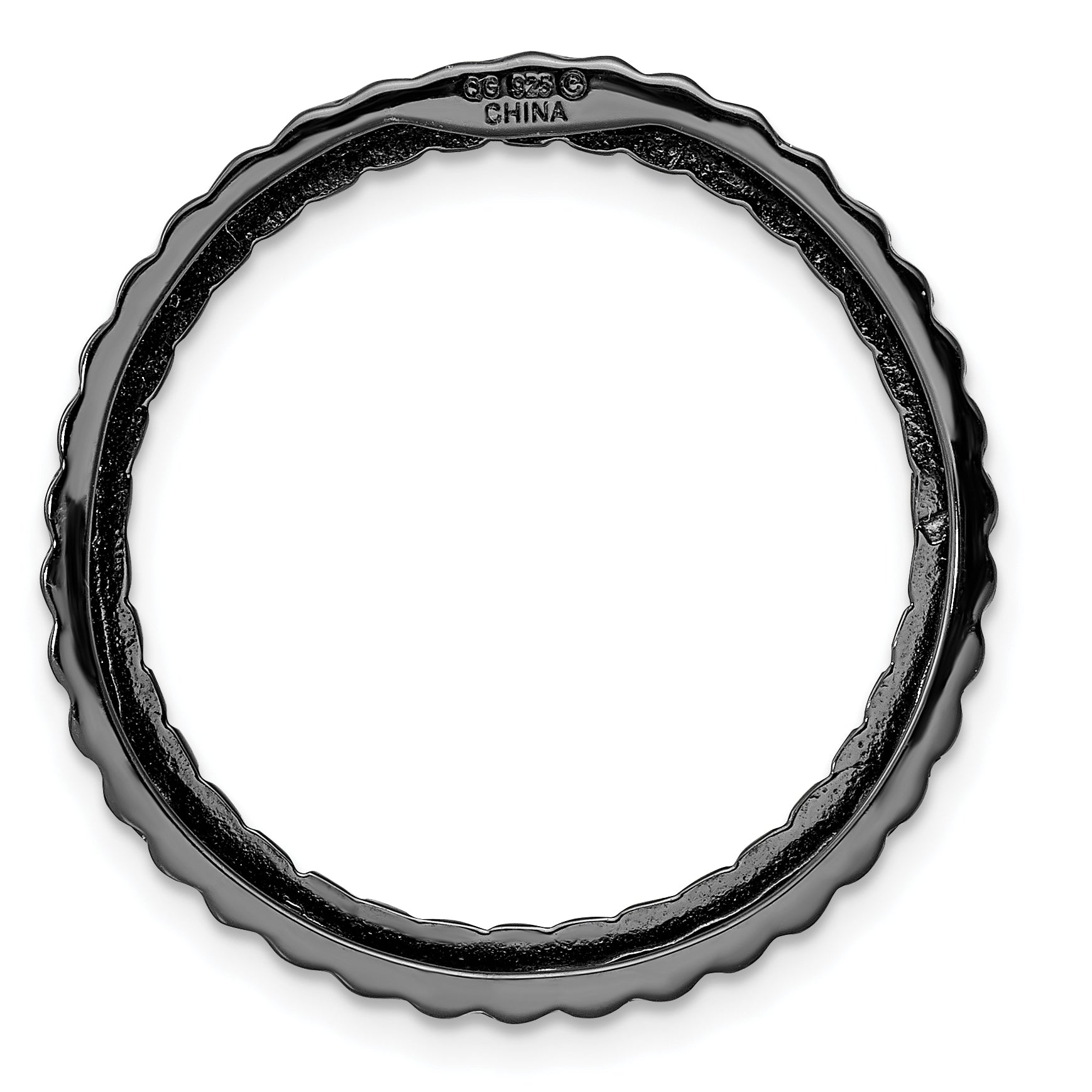 Sterling Silver Stackable Expressions Black-plated Large Chain Slide