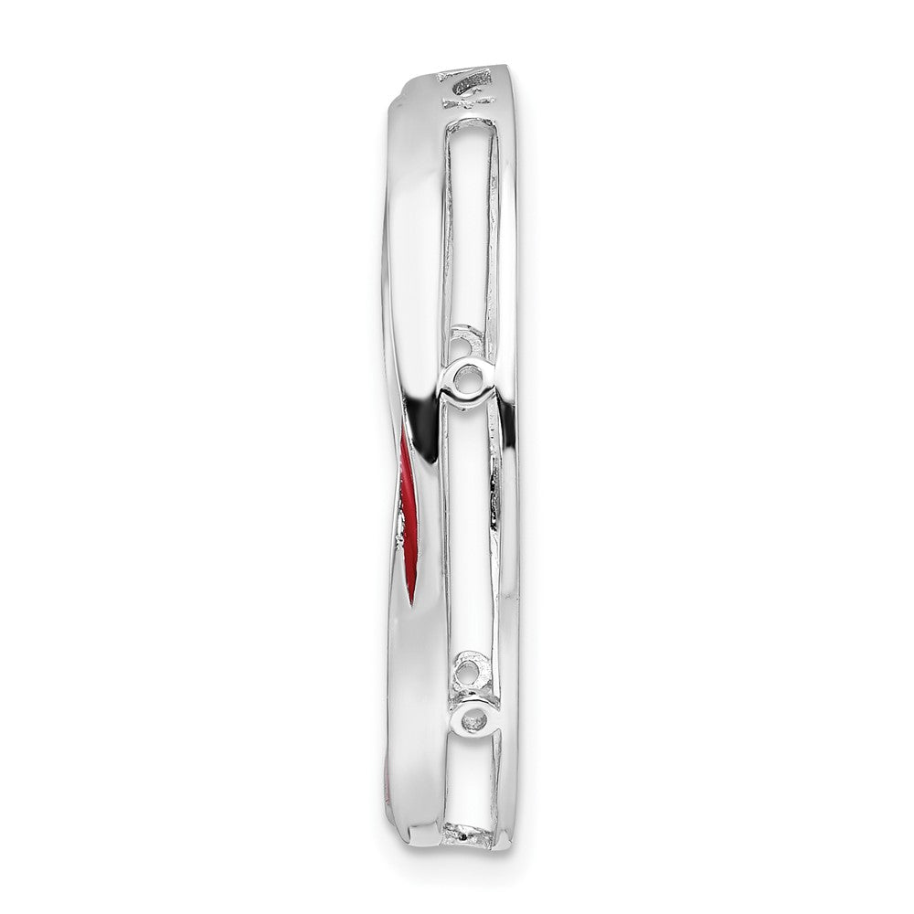 Sterling Silver Stackable Expressions Lg Polished Red Enameled Chain Slide