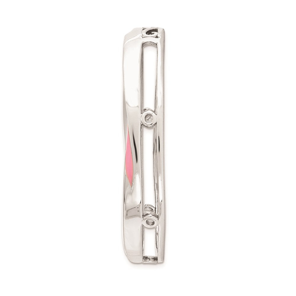 Sterling Silver Stackable Expressions Lg Polished Pink Enameled Chain Slide