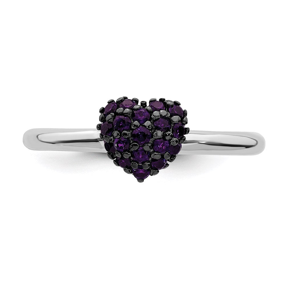 Sterling Silver Amethyst Stackable Expressions Heart Ring