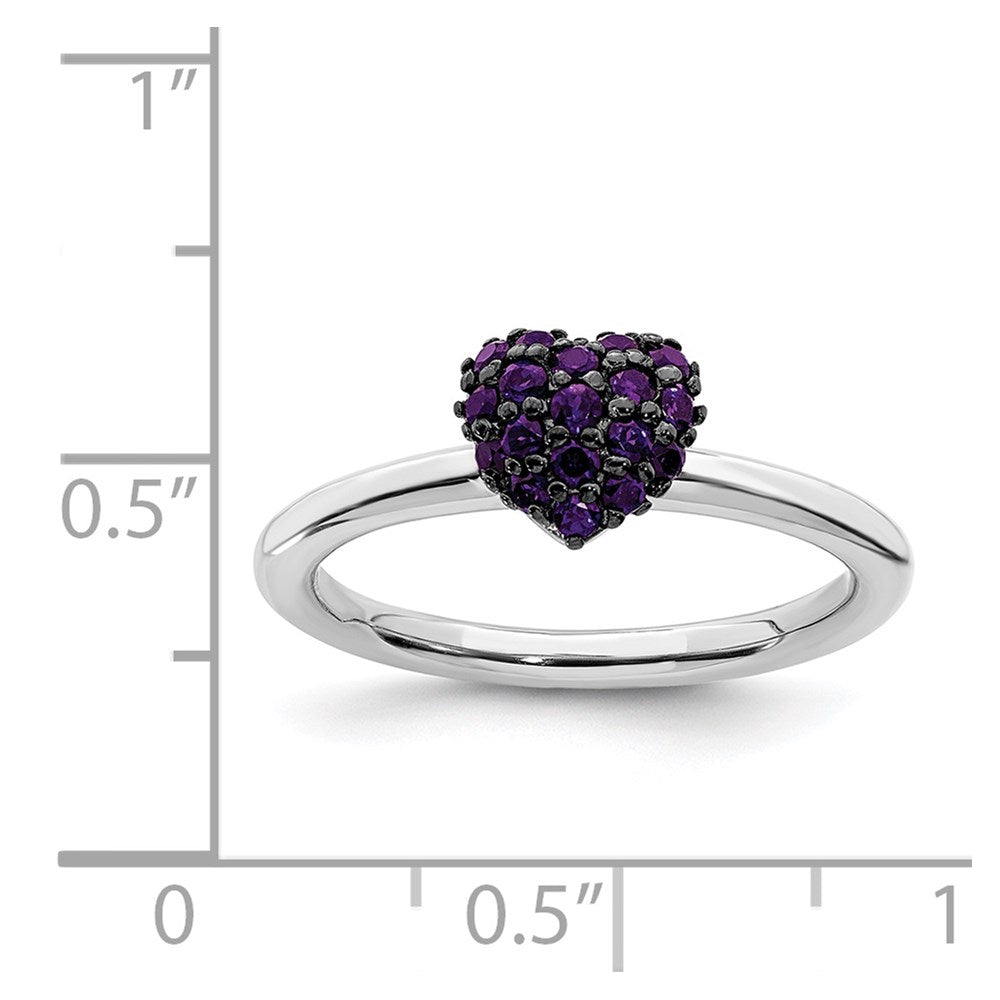 Sterling Silver Amethyst Stackable Expressions Heart Ring