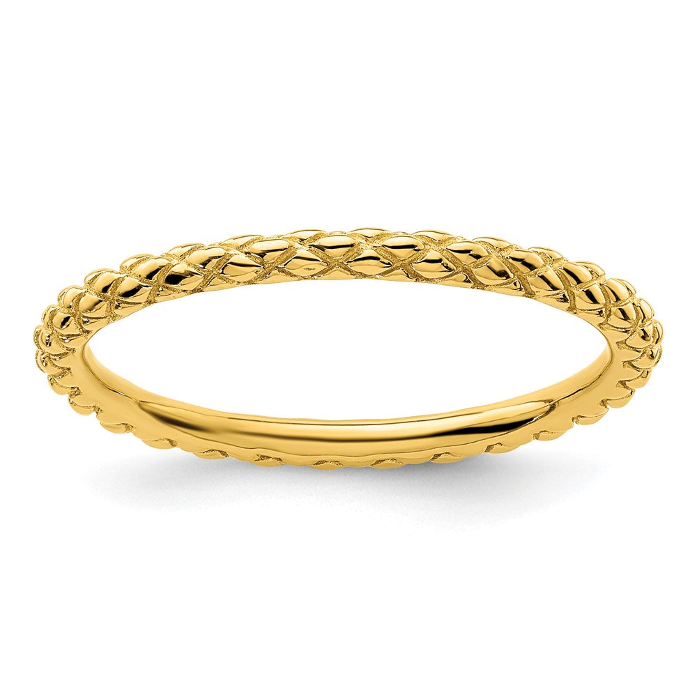 Sterling Silver Stackable Expressions Gold-plated Criss-cross Ring