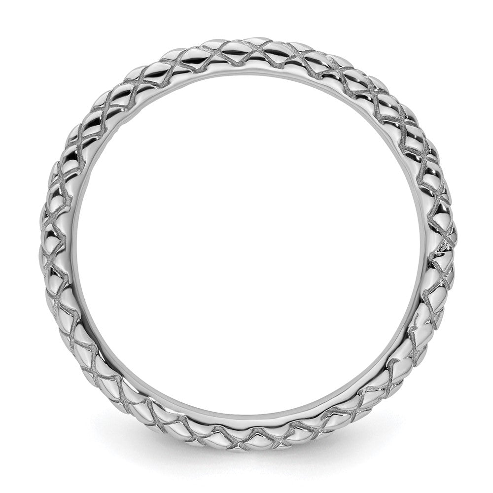 Sterling Silver Stackable Expressions Rhodium Criss-cross Ring