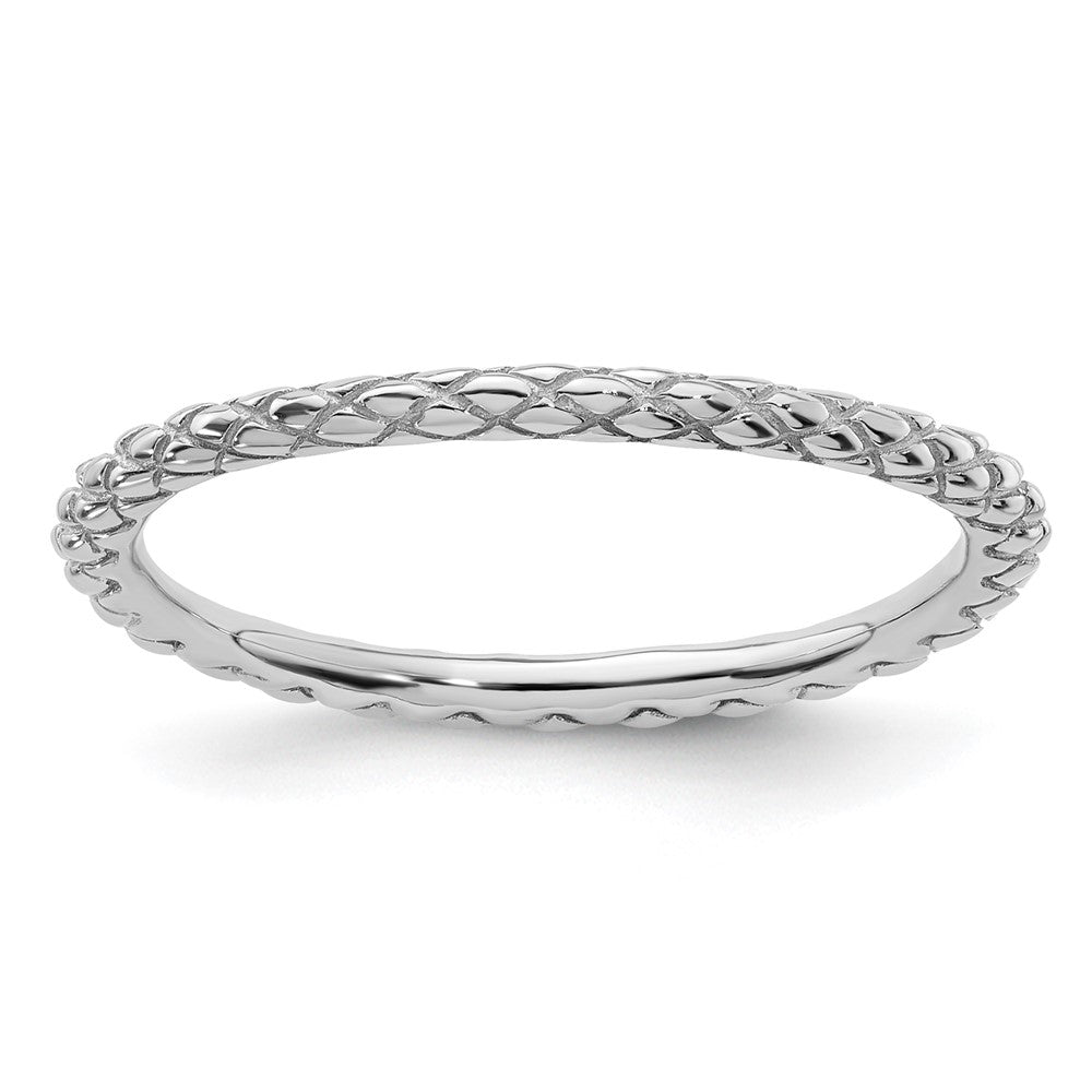 Sterling Silver Stackable Expressions Rhodium Criss-cross Ring