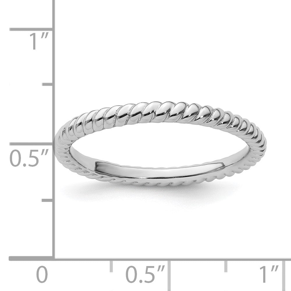 Sterling Silver Stackable Expressions Rhodium Twisted Ring