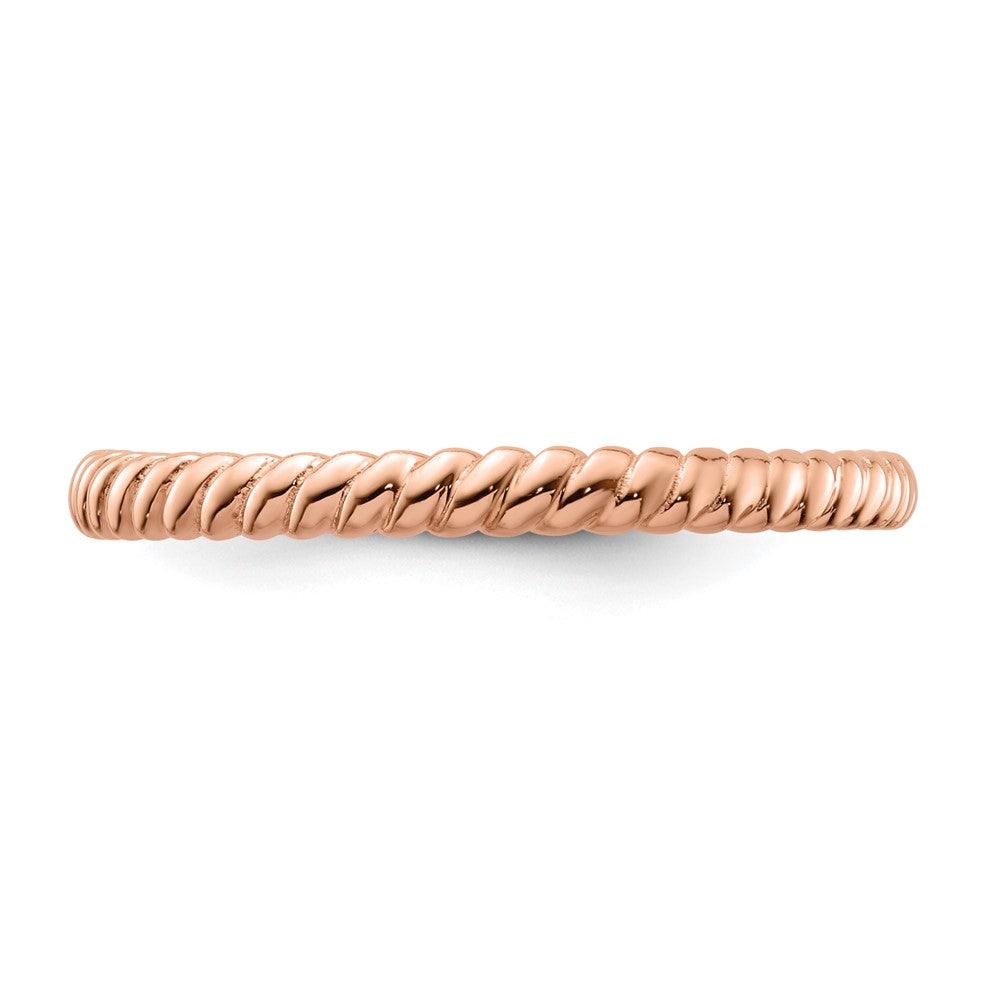 Sterling Silver Stackable Expressions Pink-plated Twisted Ring