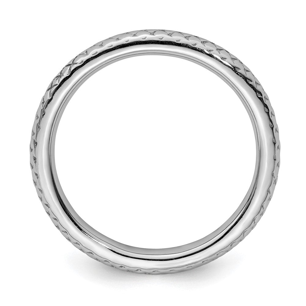 Sterling Silver Stackable Expressions Rhodium Cable Ring