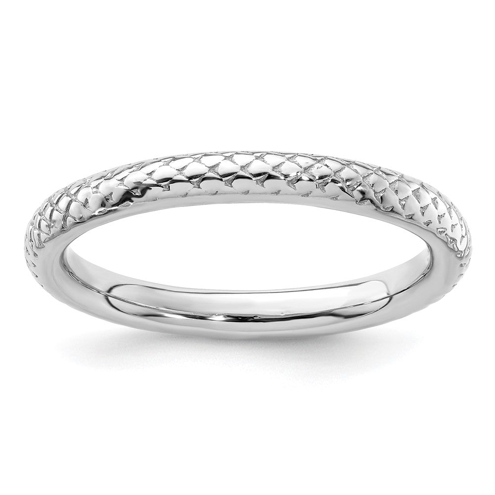 Sterling Silver Stackable Expressions Rhodium Cable Ring