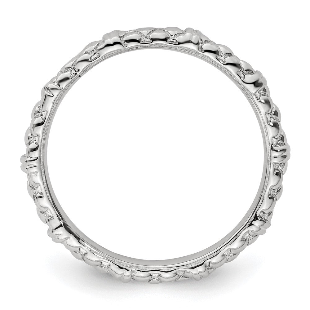 Sterling Silver Stackable Expressions Rhodium Cable Ring