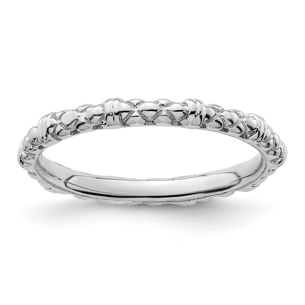 Sterling Silver Stackable Expressions Rhodium Cable Ring