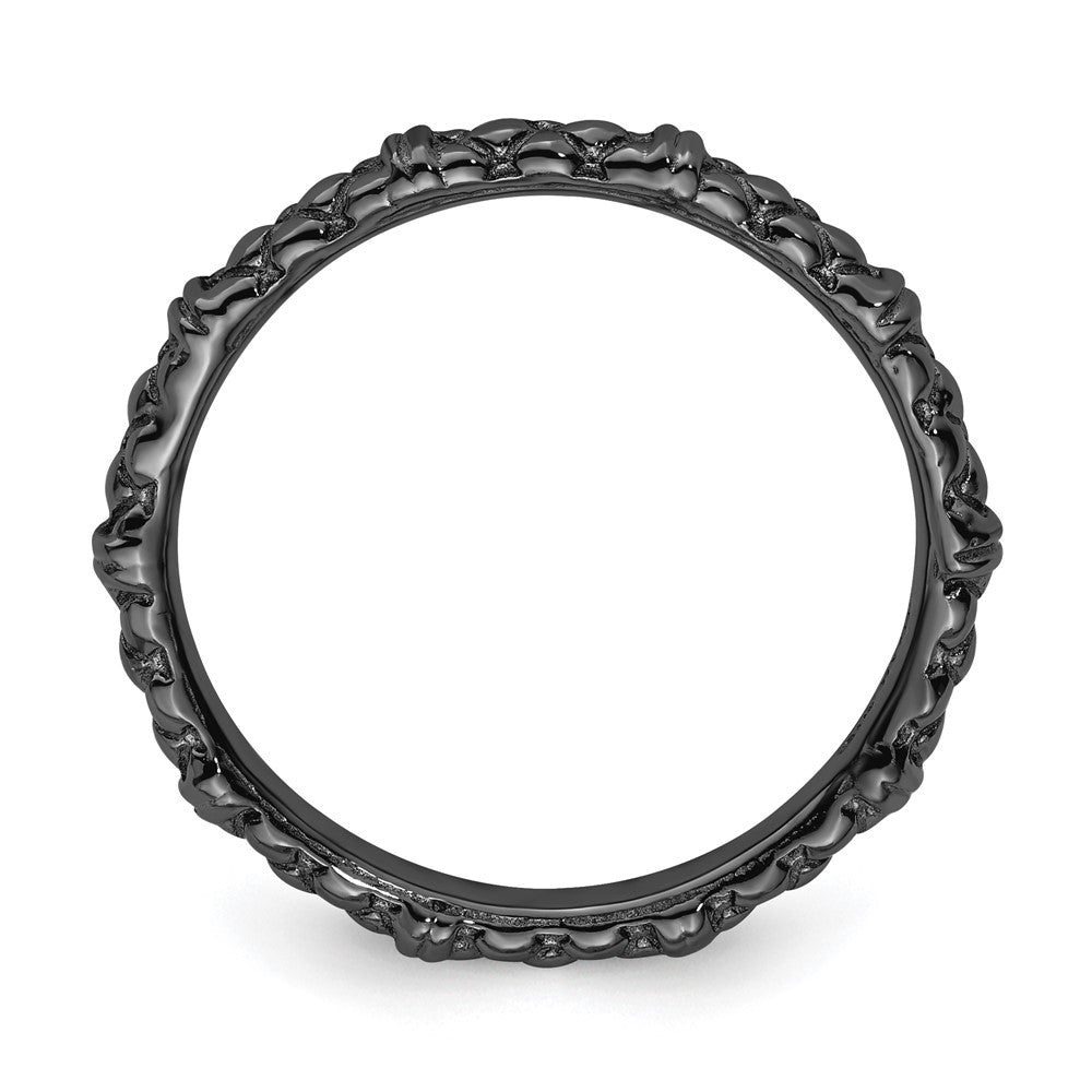 Sterling Silver Stackable Expressions Black-plated Cable Ring