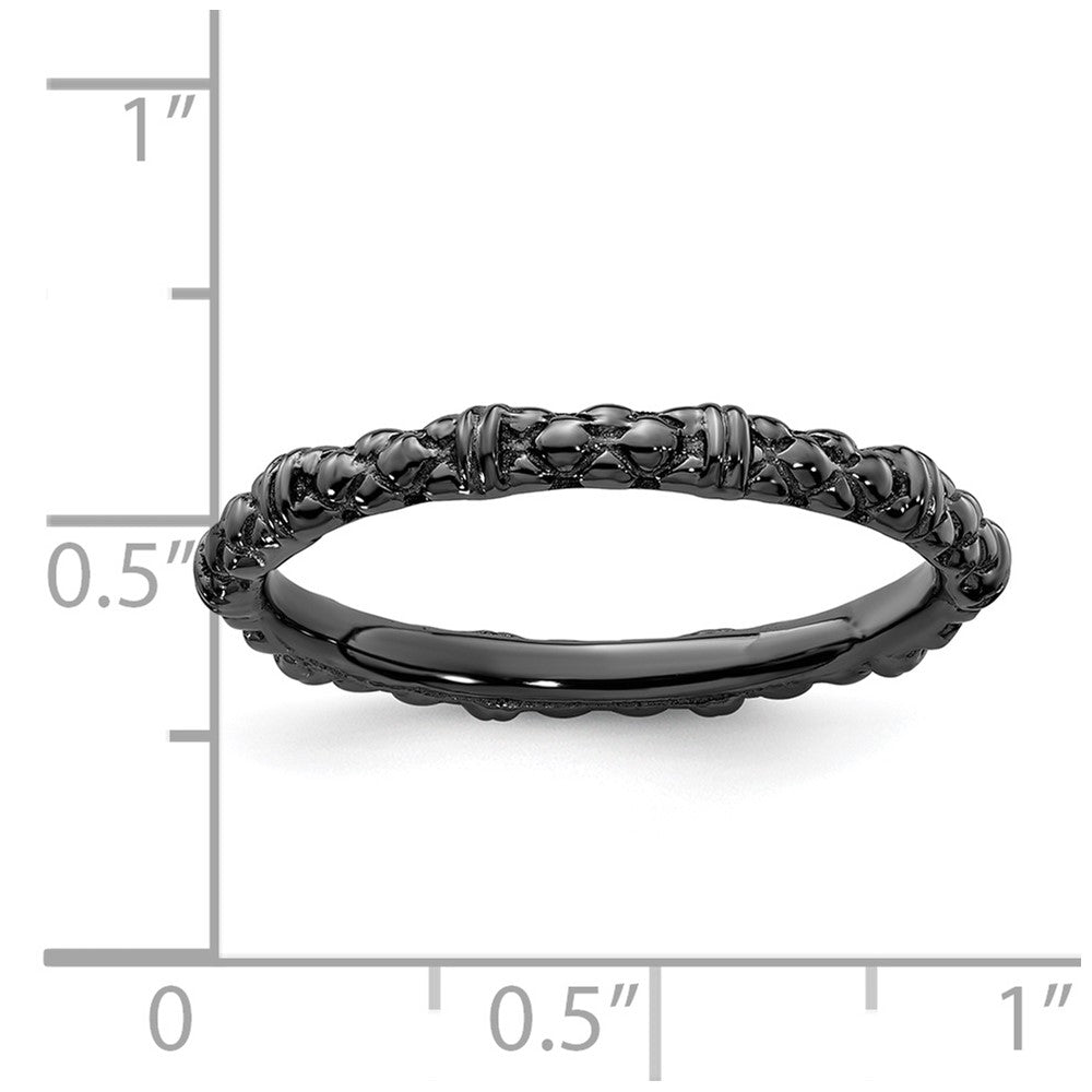 Sterling Silver Stackable Expressions Black-plated Cable Ring