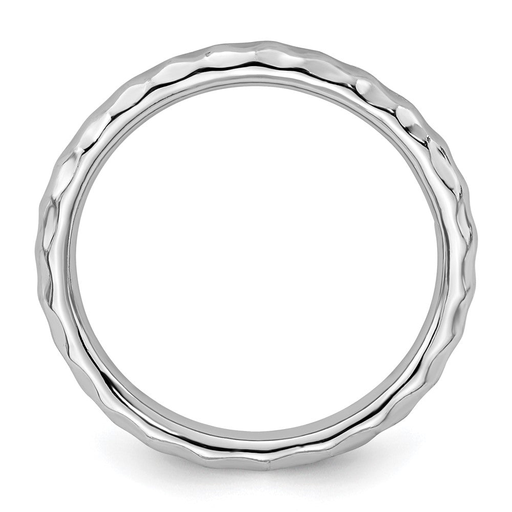 Sterling Silver Stackable Expressions Rhodium Hammered Ring