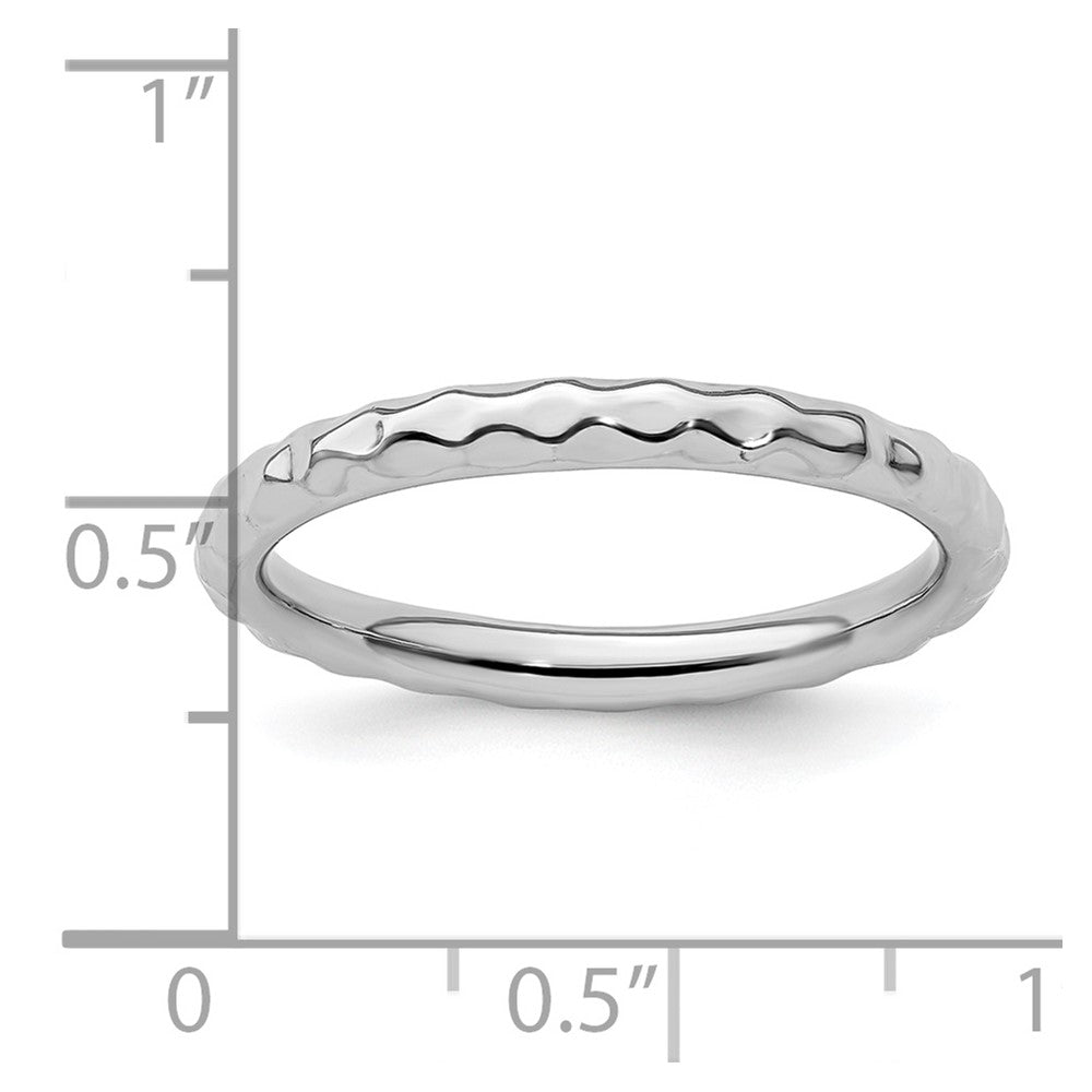 Sterling Silver Stackable Expressions Rhodium Hammered Ring